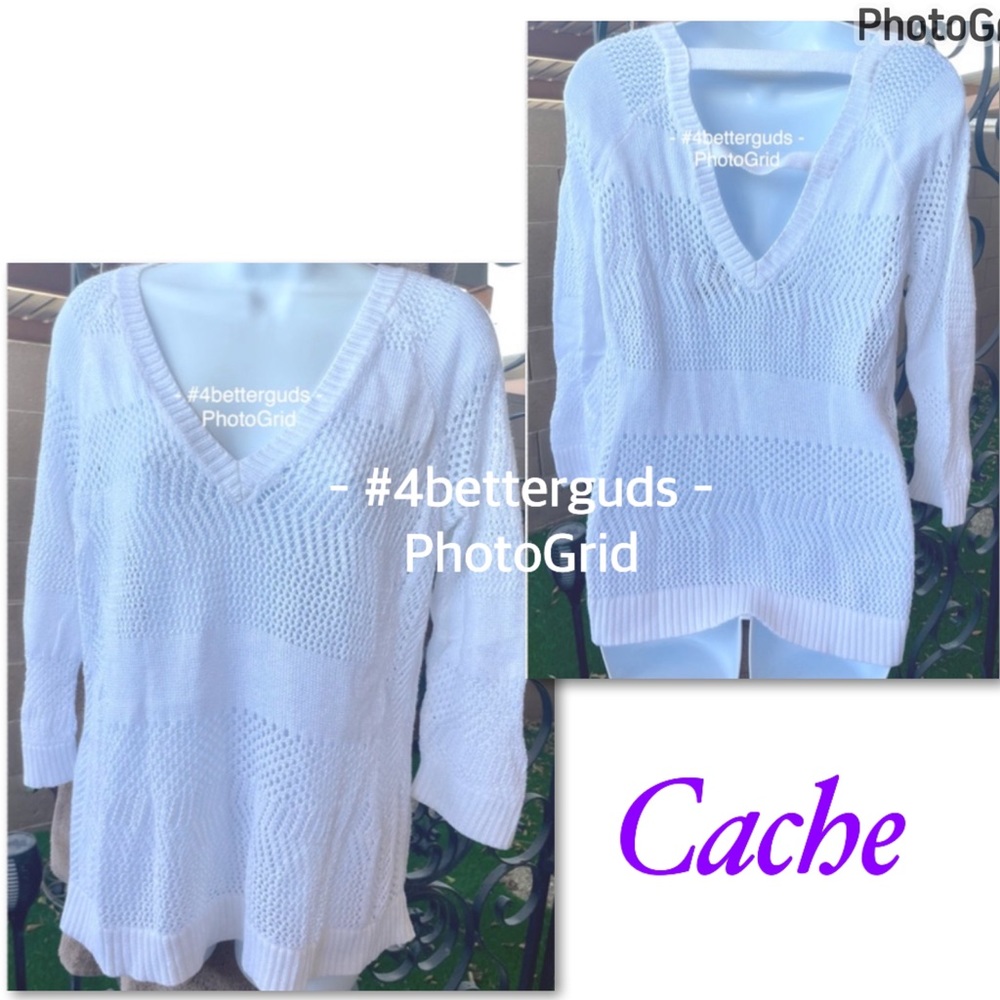 Cache Open Weave See Through Deep V Front & Back … - image 1